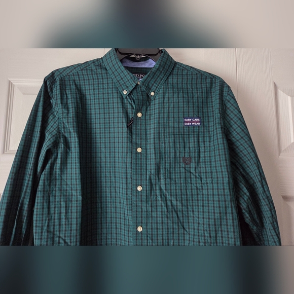 NWT Chaps Dark Green Checkered Button Down Shirt size L - Picture 3 of 10